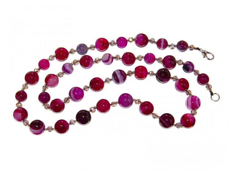Бусы redrobe «Рубедо», агат, стекло, 59 см